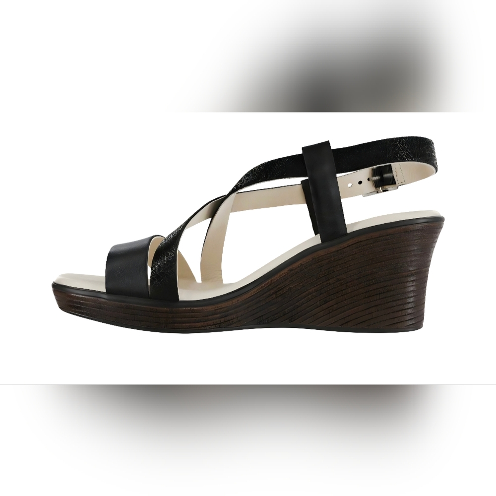 SAS Delight Cross Strap Wedge Sandal 8 1/2 WW NWOT Black - Picture 4 of 16